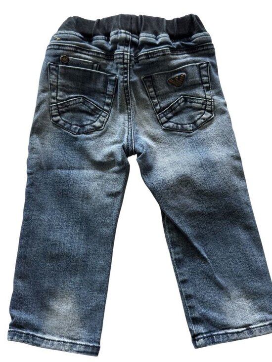 Armani Unisex Jeans 12 Months Distressed Pull-Up Jeans With Logo Waistband - Picture 6 of 11